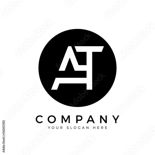 AT Logo Design Business Typography Vector Template. Creative Linked Letter AT Logo Template. AT Font Type Logo