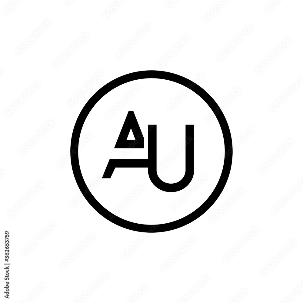 AU Logo Design Business Typography Vector Template. Creative Linked Letter AU Logo Template. AU Font Type Logo