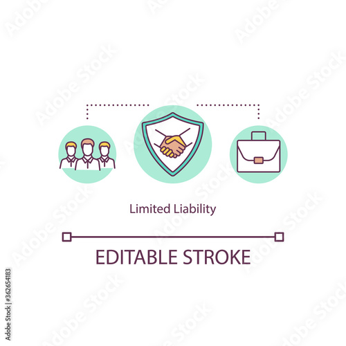Limited liability concept icon. Business Investment and partnership. Fixed sum financial liability idea thin line illustration. Vector isolated outline RGB color drawing. Editable stroke