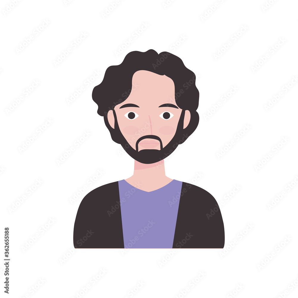 avatar young man with beard icon, flat style avatar young man with beard icon, flat style