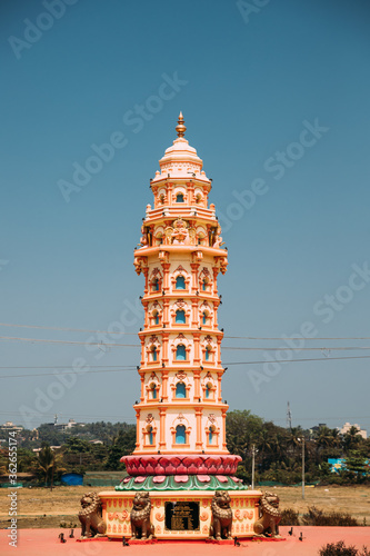 Mapusa, Goa, India. Lamp Tower Of The Shri Dev Bodgeshwar Sansthan Temple. It Has A Shrine Which Is Dedicated To Kanakeshwar Baba Or Bodgeshwar. Landmark And Popular Destination photo