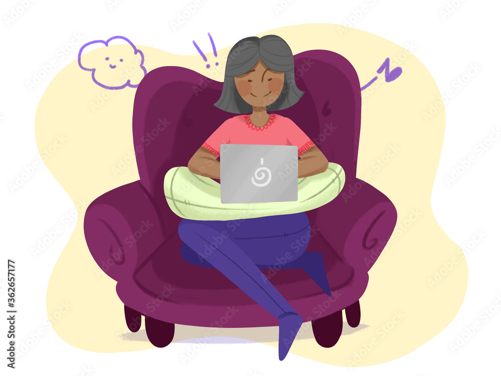 Middle aged lady working from home Middle aged lady working from home