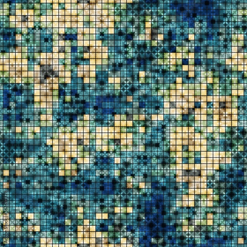 Military camouflage seamless pattern. Urban digital pixel style.