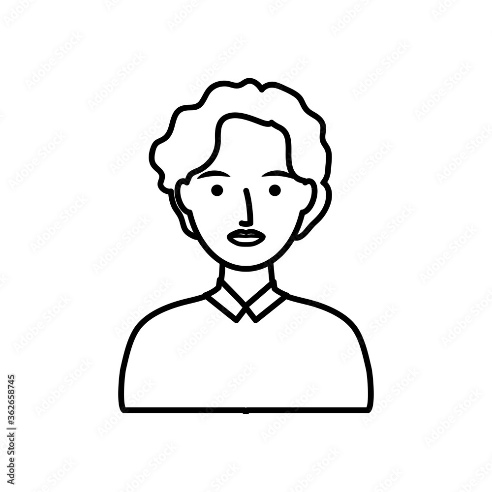 avatar young man wearing a sweater, line style