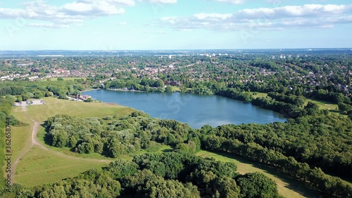 Aerial view of Powell`s Pool in Sutton park Birmingham England