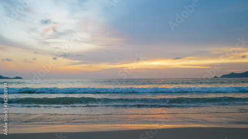 beautiful colourful twilight sky background and sea beach © kae2nata