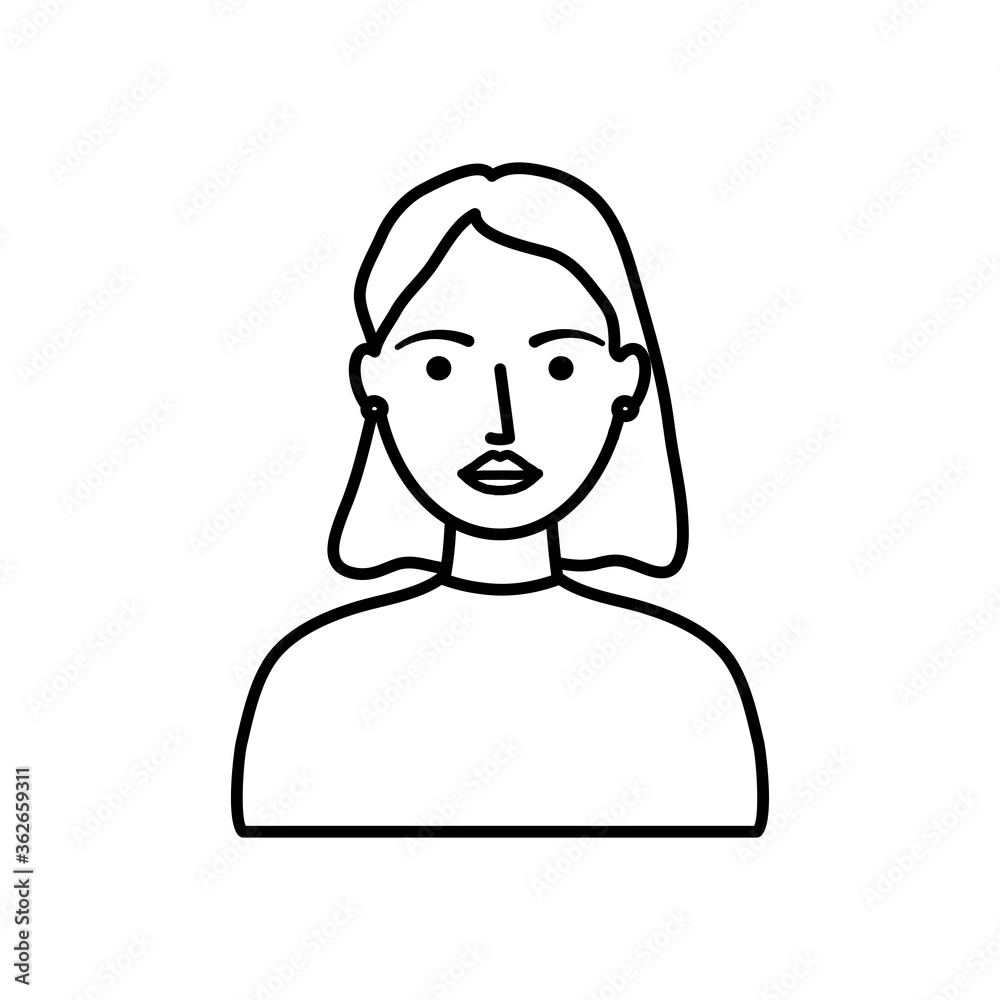 avatar woman cartoon icon, line style avatar woman cartoon icon, line style