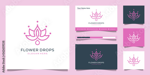 Lotus flower logo design with line art style. logos can be used for spa, beauty salon, decoration, boutique, cosmetics and business card Premium Vector