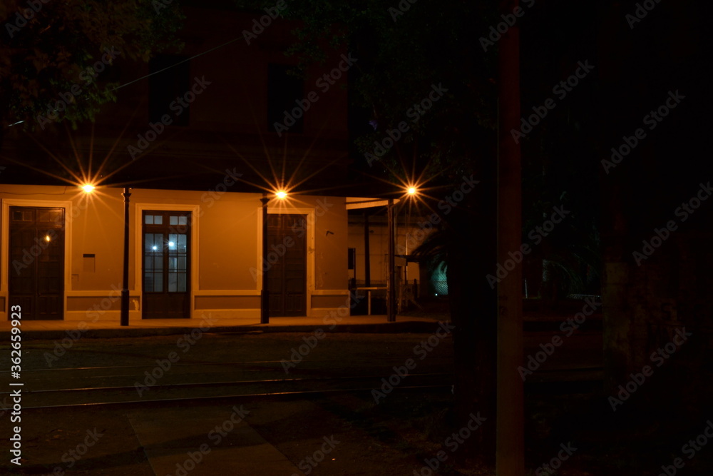 old train station at the night