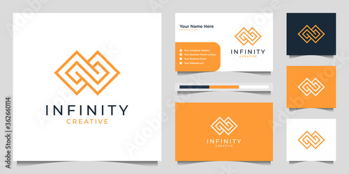 Creative minimalist infinity line. Premium logo design and business card vector.