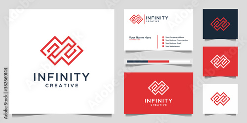 Creative minimalist infinity line. Premium logo design and business card vector.