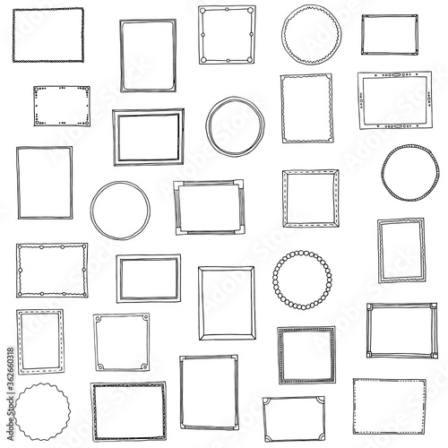 Hand drawn frames set. Cartoon style. Vector.
