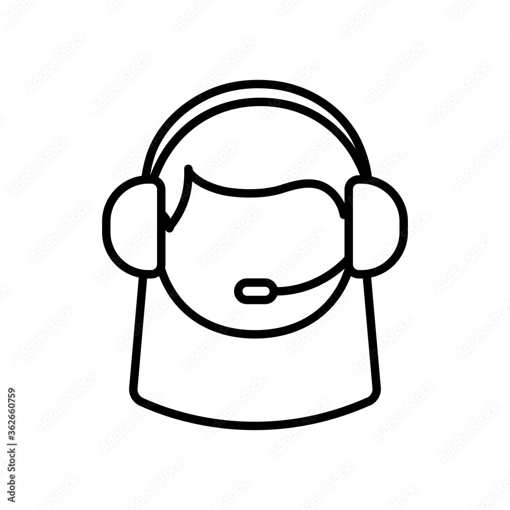 woman with headset of support center, line style woman with headset of support center, line style