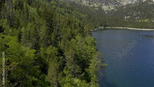 Forest and lake in french mountains - 4K