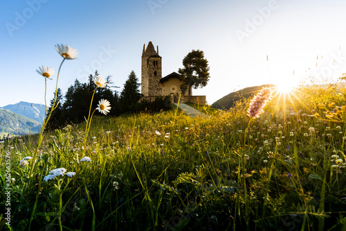 Sunrise over San Gian, Celerina photo