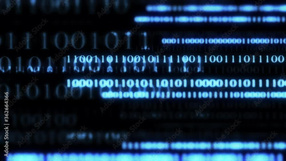 Video Background 2561: A screen display of streaming binary numbers (Loop).