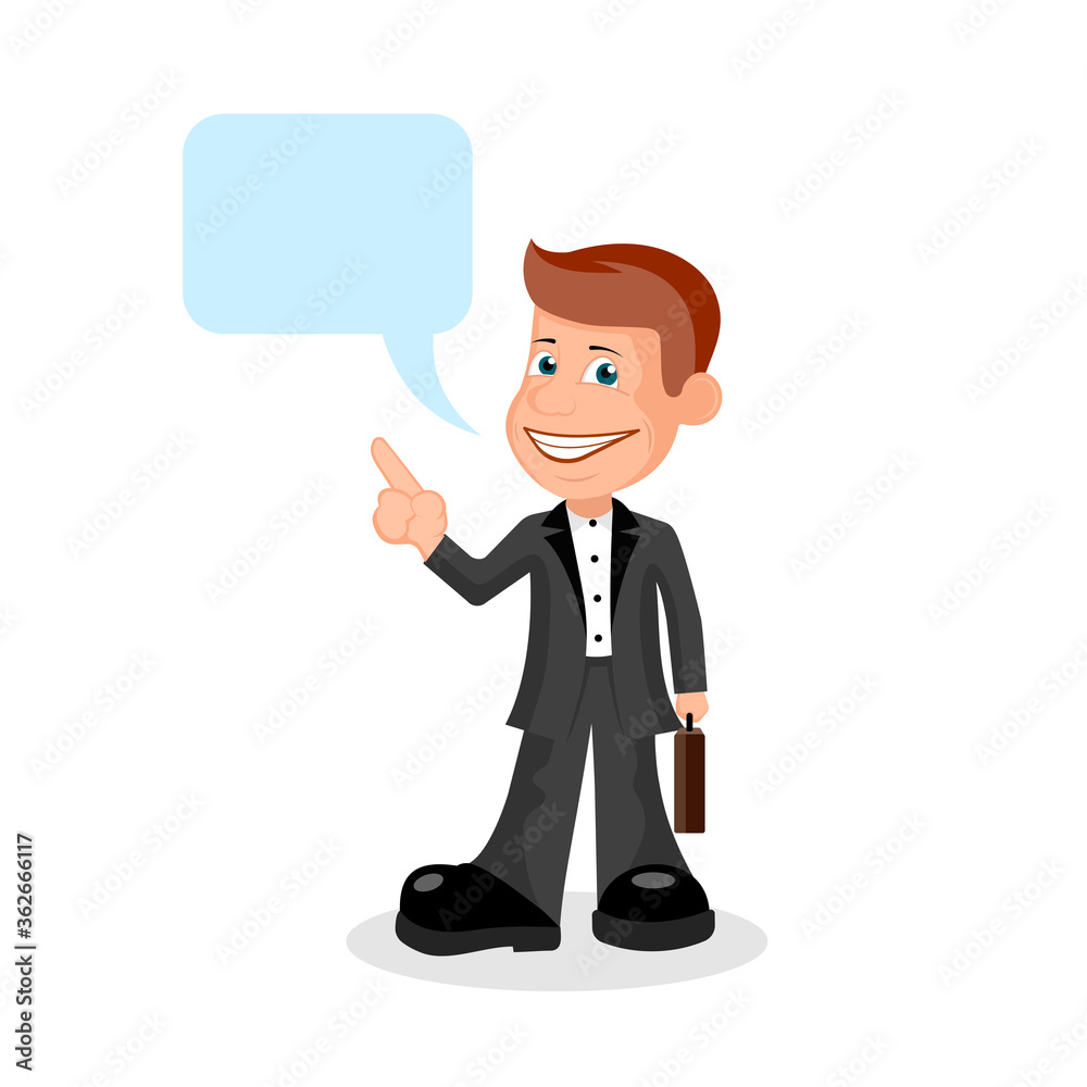 cheerful man with speech bubble vector illustration