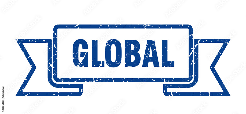 global ribbon. global grunge band sign. global banner