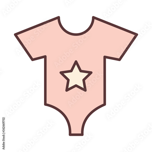 baby bodysuit with star clothes, garments for infant kids line and fill icon