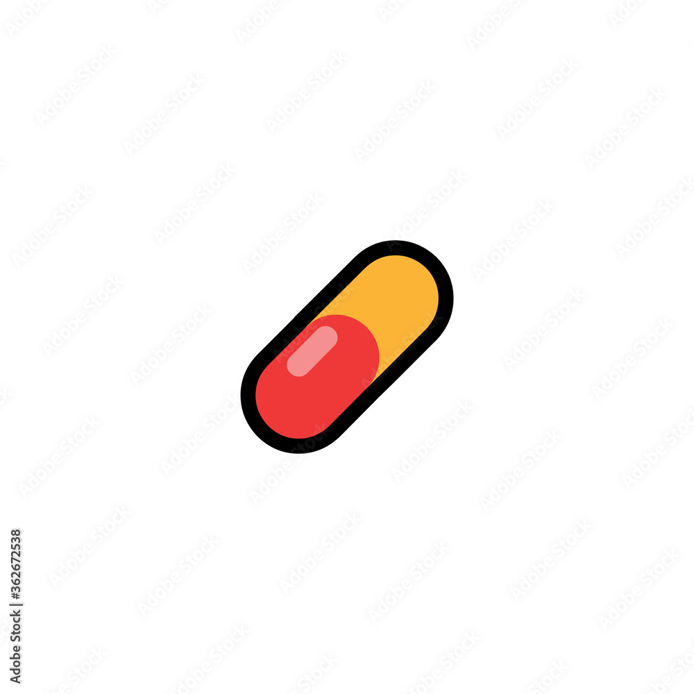 Pill Vector Icon. Isolated Drug Cartoon Style Tablet Illustration Pill Vector Icon. Isolated Drug Cartoon Style Tablet Illustration