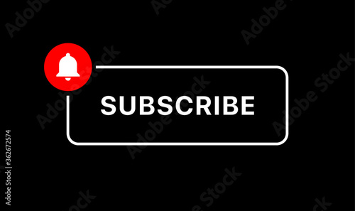Youtube Subscribe Button. Textbox, Callout, Lower Third. Bell Icon. Vector Illustration On Black Background