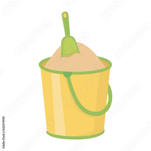 summer travel and vacation beach bucket sand and shovel isolated design icon