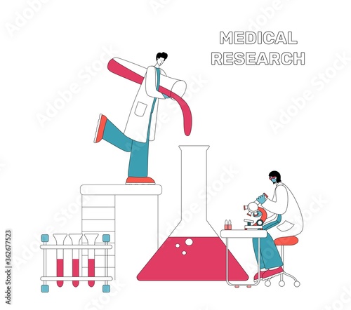 Medical chemical laboratory analysis - modern flat linear concept digital illustration of laboratory analysis.