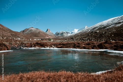 Landscape photo of a  Frozen lake photo