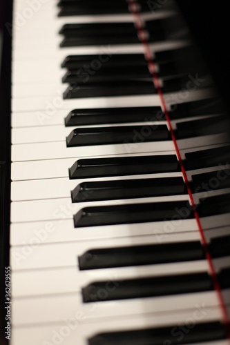 Canvas Print row of black and white piano keys on a Piano keyboard.
