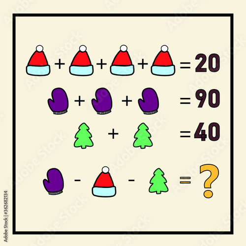 Mathematical riddle. Children funny riddle entertainment. Sheet right answer. Vector activity page and game.