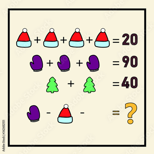 Mathematical riddle. Children funny riddle entertainment. Sheet right answer. Vector activity page and game.