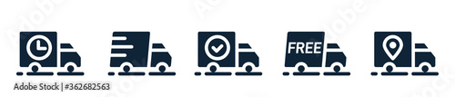 Van, lorry, camion, truck icons. Delivery, shipping service