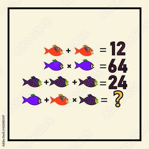 Mathematical riddle. Children funny riddle entertainment. Sheet right answer. Vector activity page and game.