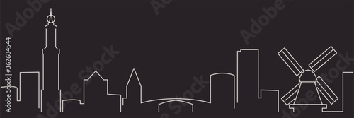 Amsterdam Single Line Simple Minimalist Skyline