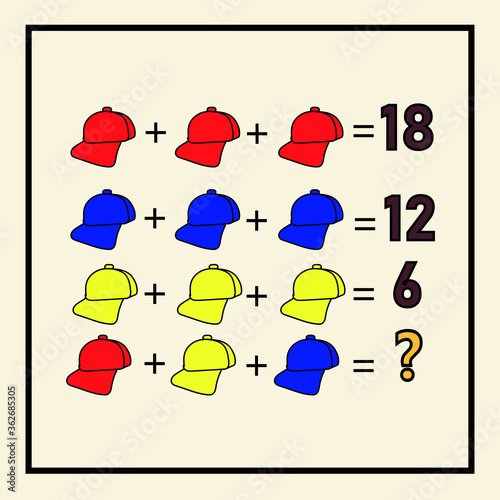 Mathematical rebus. Counting game for preschool children.A riddle for the mind. A riddle with numbers. Vector