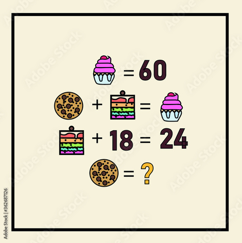 Counting games for kids and adults. Educational math game. Result. Crossword for social networks. Rebus. Riddle for the mind. Riddle with numbers. Vector