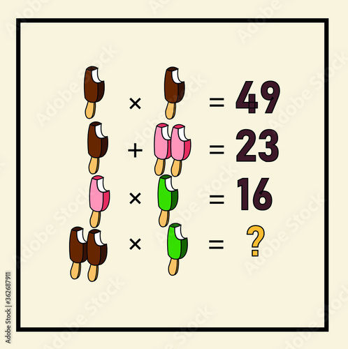 Mathematical riddle. Children funny riddle entertainment. Sheet right answer. Vector activity page and game.