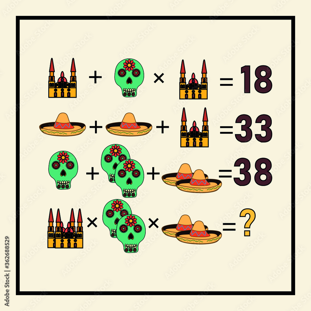 Mathematical riddle. Children funny riddle entertainment. Sheet right ...