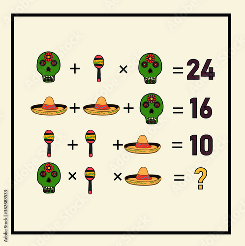 Mathematical riddle. Children funny riddle entertainment. Sheet right answer. Vector activity page and game.