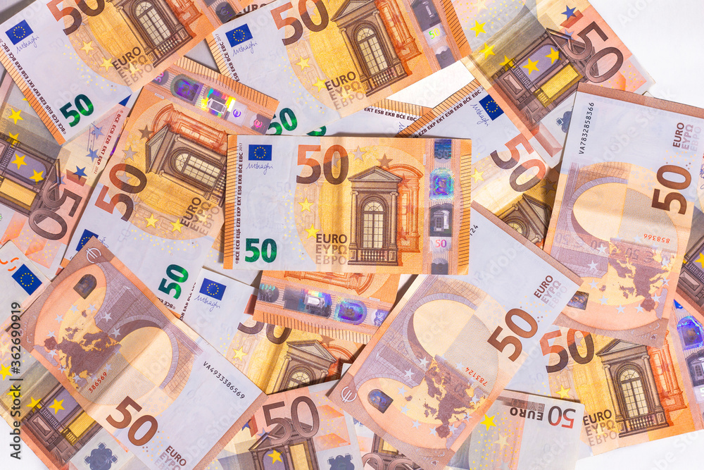 50 euro Bills spilled around