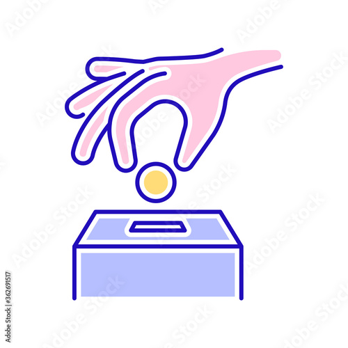 Donation money color line icon. Charity concept. Сontribution aid. Fundraising. Pictogram for web page, mobile app, promo. 