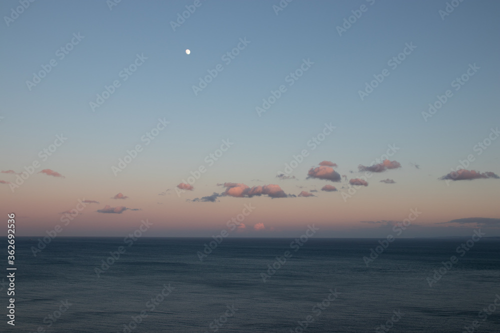 View of beautiful sky with sea and Moon