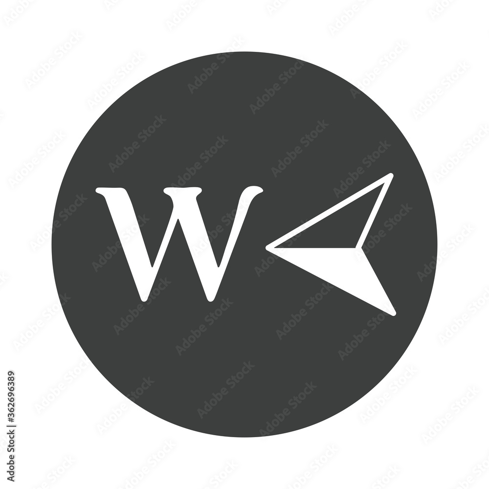 compass rose navigation cartography equipment arrow west location silhouette design icon compass rose navigation cartography equipment arrow west location silhouette design icon