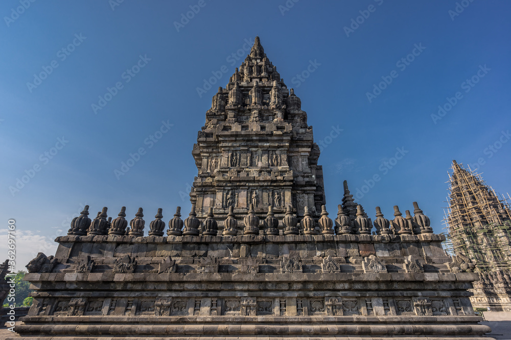 Candi Nandi (Nandi Temple) in Prambanan temple complex. 9th century Hindu temple compound located near Yogyakarta on Central Java, Indonesia