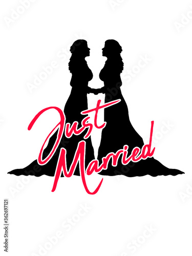 Just Married 2 Freundinnen Pärchen Paar Liebe verliebt lesbisch Homosexuell Braut 
