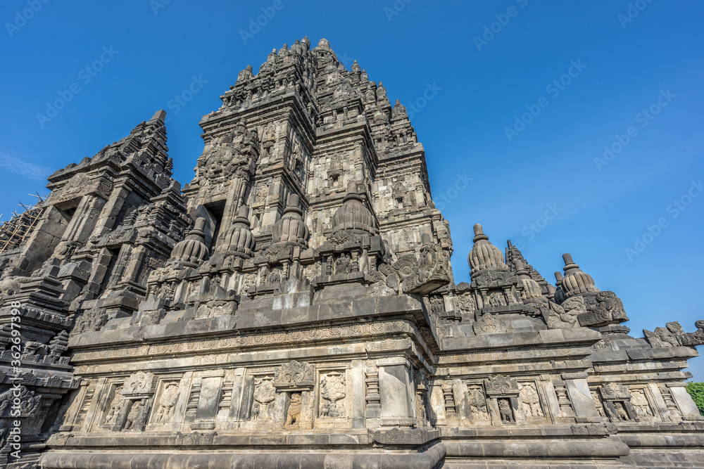 Candi Siwa (Shiva Temple) in Prambanan temple complex. 9th century Hindu temple compound located near Yogyakarta on Central Java, Indonesia