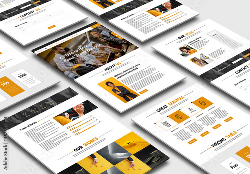 Business Website Layout with Orange Accents