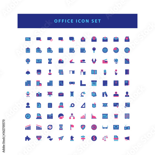 office icons set vector with flat color style design