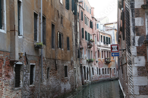 Beautiful peaceful scene of canal in Venice  Italy