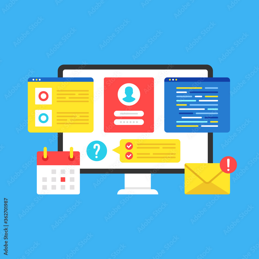 Programming. Software development, application development, coding concepts. Modern flat design graphic elements. Vector illustration Programming. Software development, application development, coding concepts. Modern flat design graphic elements. Vector illustration